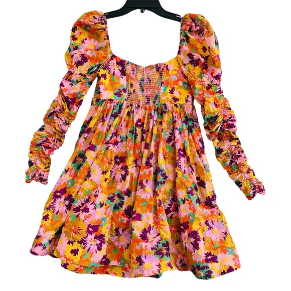 Zimmermann Violet Twist Front Mini Dress in Mustard Multi Floral Size 0P | US 2P - Picture 14 of 16